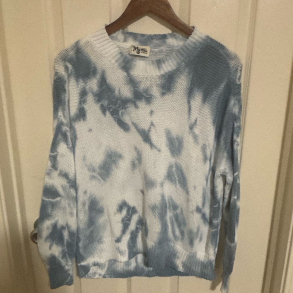 Show Me Your Mumu Sweater summer blue Tie Dye Cotton Knit spring light layer - Picture 2 of 8